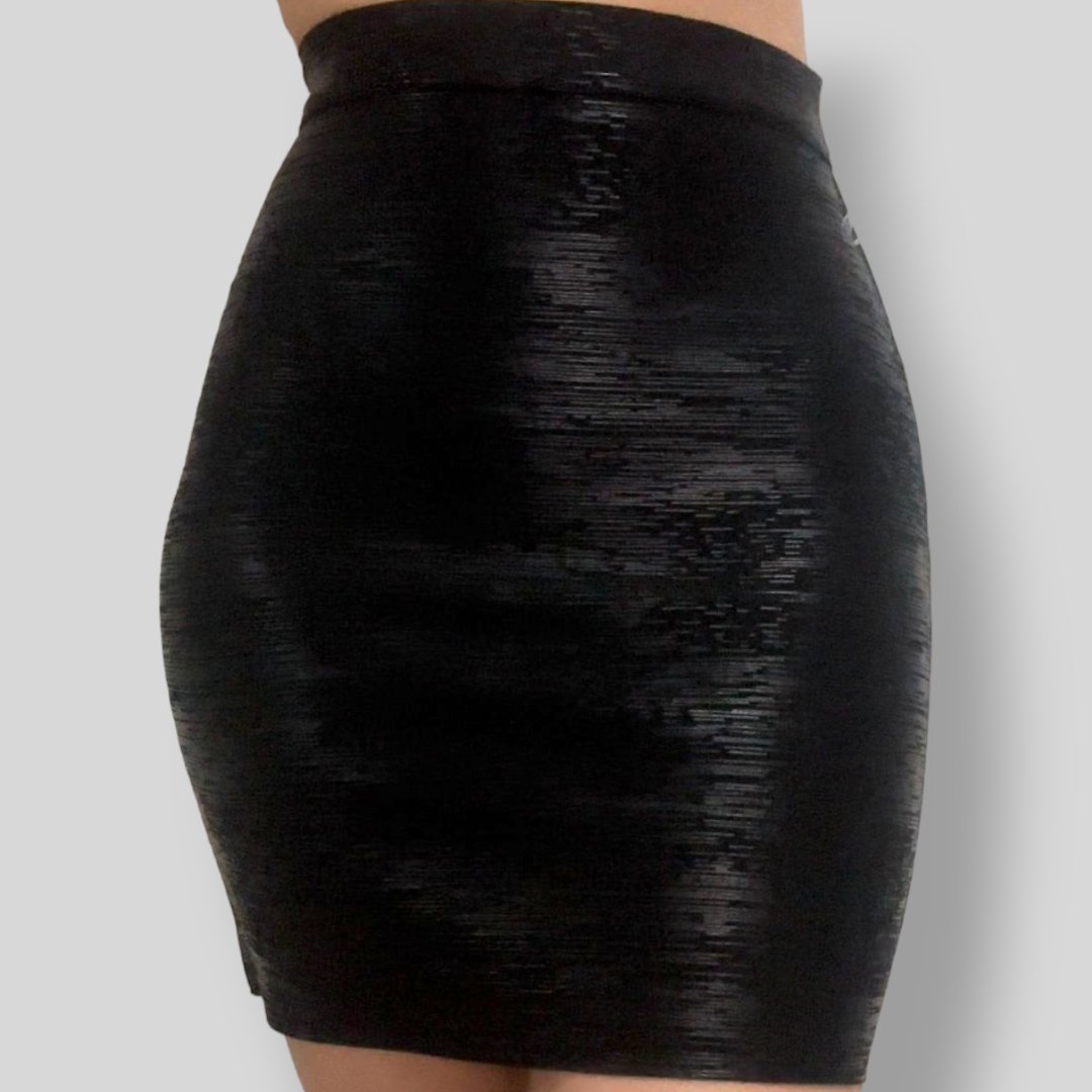 Bandage Skirt Mini - Black & Liquid Black - SEXY DRESS CO.