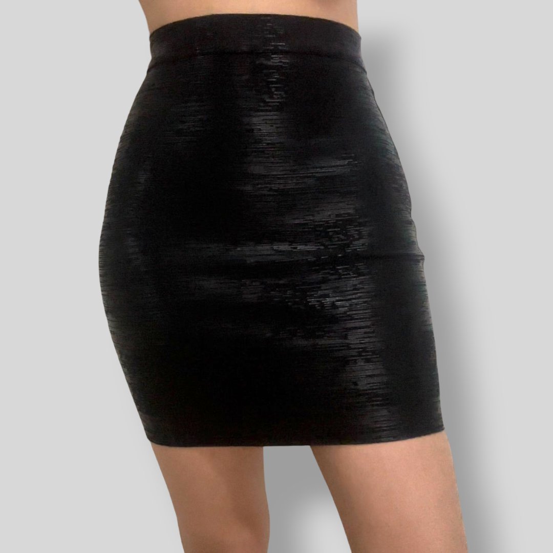 Bandage Skirt Mini - Black & Liquid Black - SEXY DRESS CO.