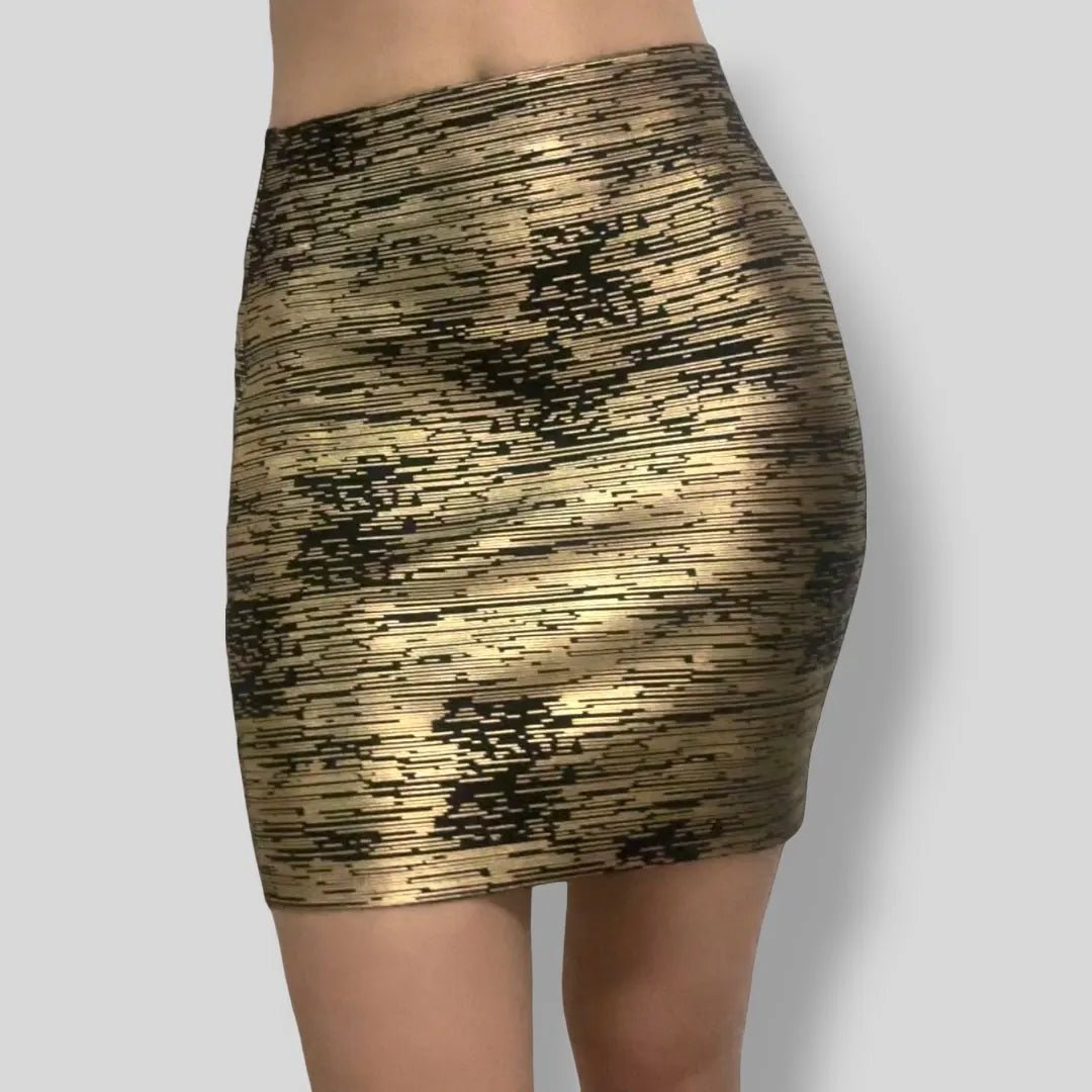 Bandage Skirt Mini - Black & Liquid Gold - SEXY DRESS CO.